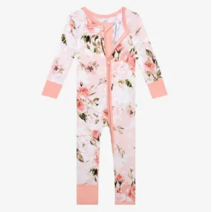 Posh Peanut Vintage Pink Rose Newborn Convertible One Piece