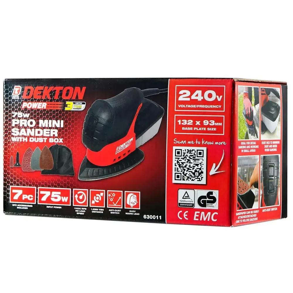 Pro Mini Detail Sander Power 240v 75w   Dust Box   Sanding Sheets