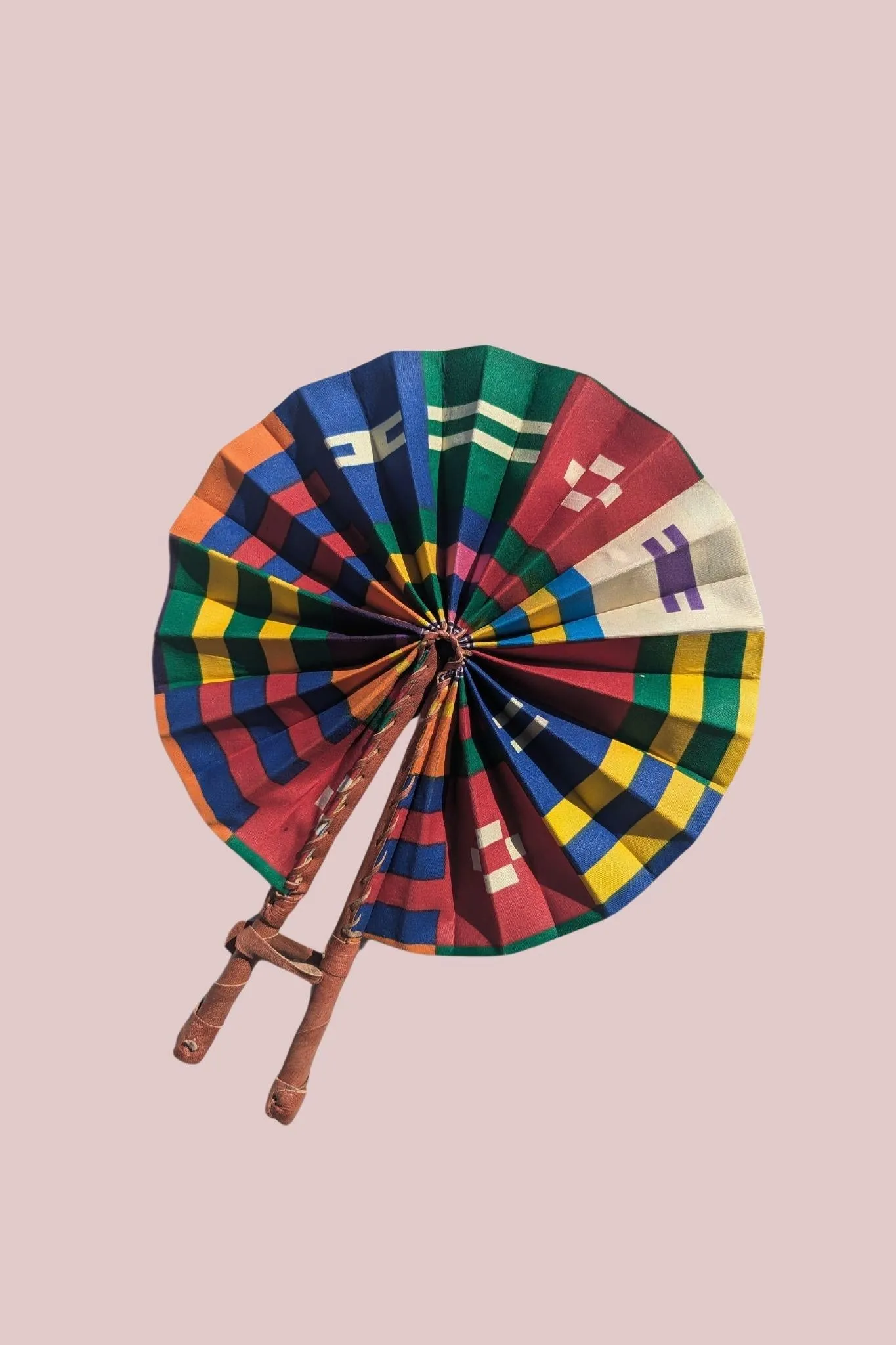 Rainbow African Print Hand Fan