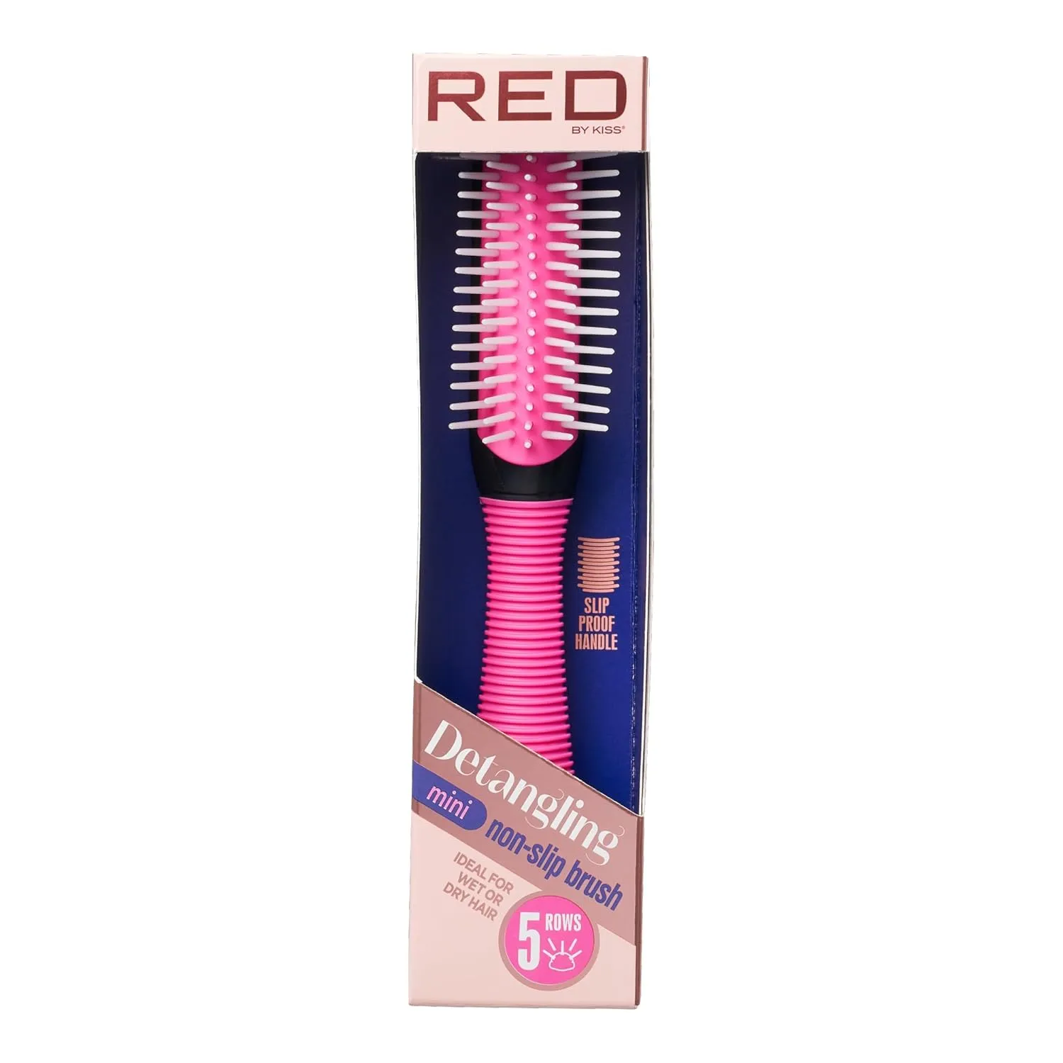 Red by Kiss Detangling Mini Non-Slip Brush 5 Rows HH58 – Compact Control for Tangle-Free Hair | Size: 5-Row Mini Brush