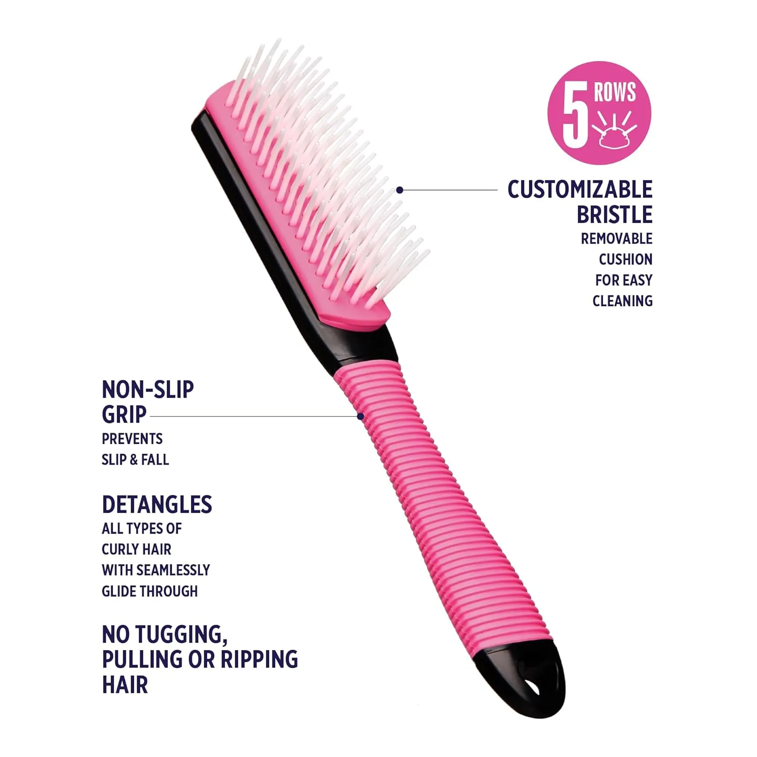 Red by Kiss Detangling Mini Non-Slip Brush 5 Rows HH58 – Compact Control for Tangle-Free Hair | Size: 5-Row Mini Brush