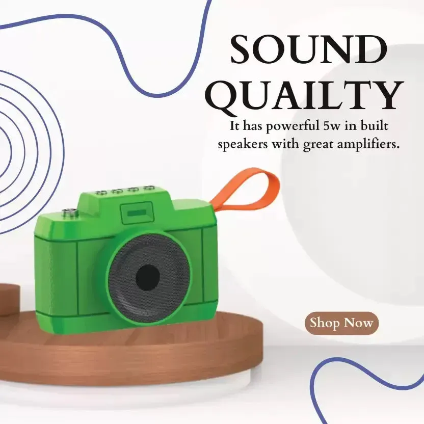 Retro-Sonic Camera-Shaped Bluetooth Speaker