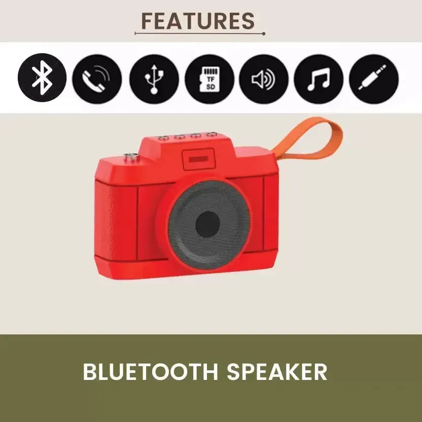 Retro-Sonic Camera-Shaped Bluetooth Speaker
