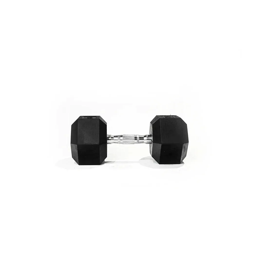 Rubber Hex Dumbbell Set & Vertical Rack - 6 Pairs (Beginners Set)