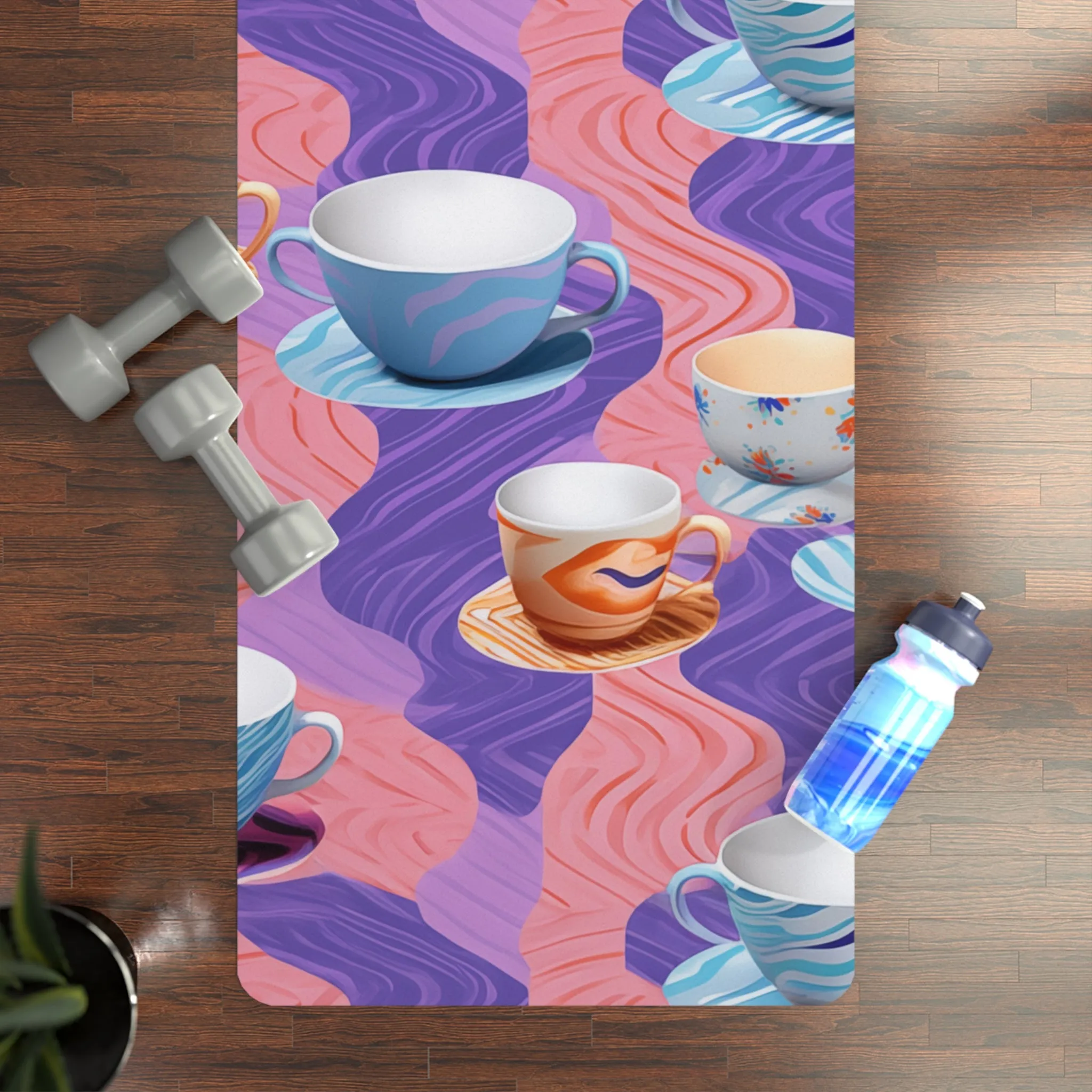 Rubber Yoga Mat- Emmalina Giverny Coffee Cups