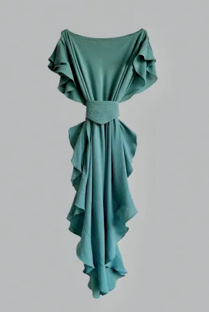 Ruffle Kaftan with Half Moon belt Jade {Made to Order}