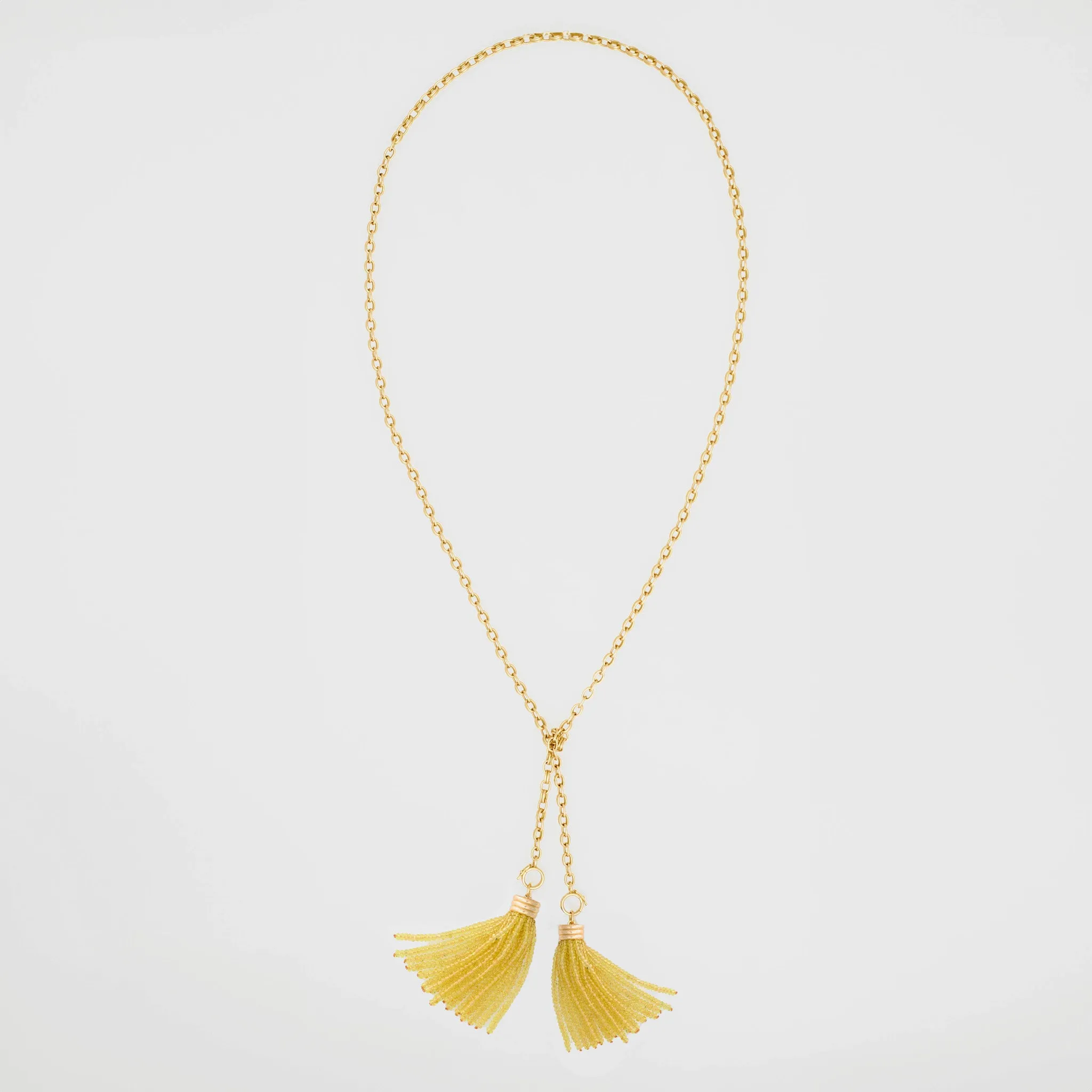 Sautoir Double Convertible Yellow Sapphire Necklace, 18K Yellow Gold, Small Link, 34"
