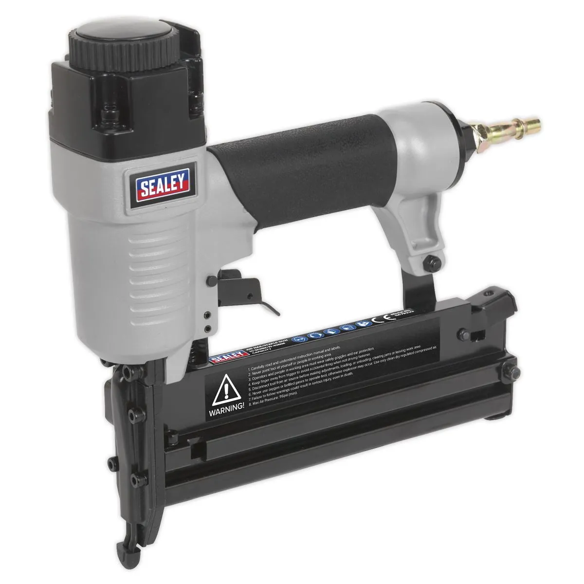 Sealey Air Nail Staple Gun 10-50mm Nails 10-40mm Staples Capacity Nailer Stapler