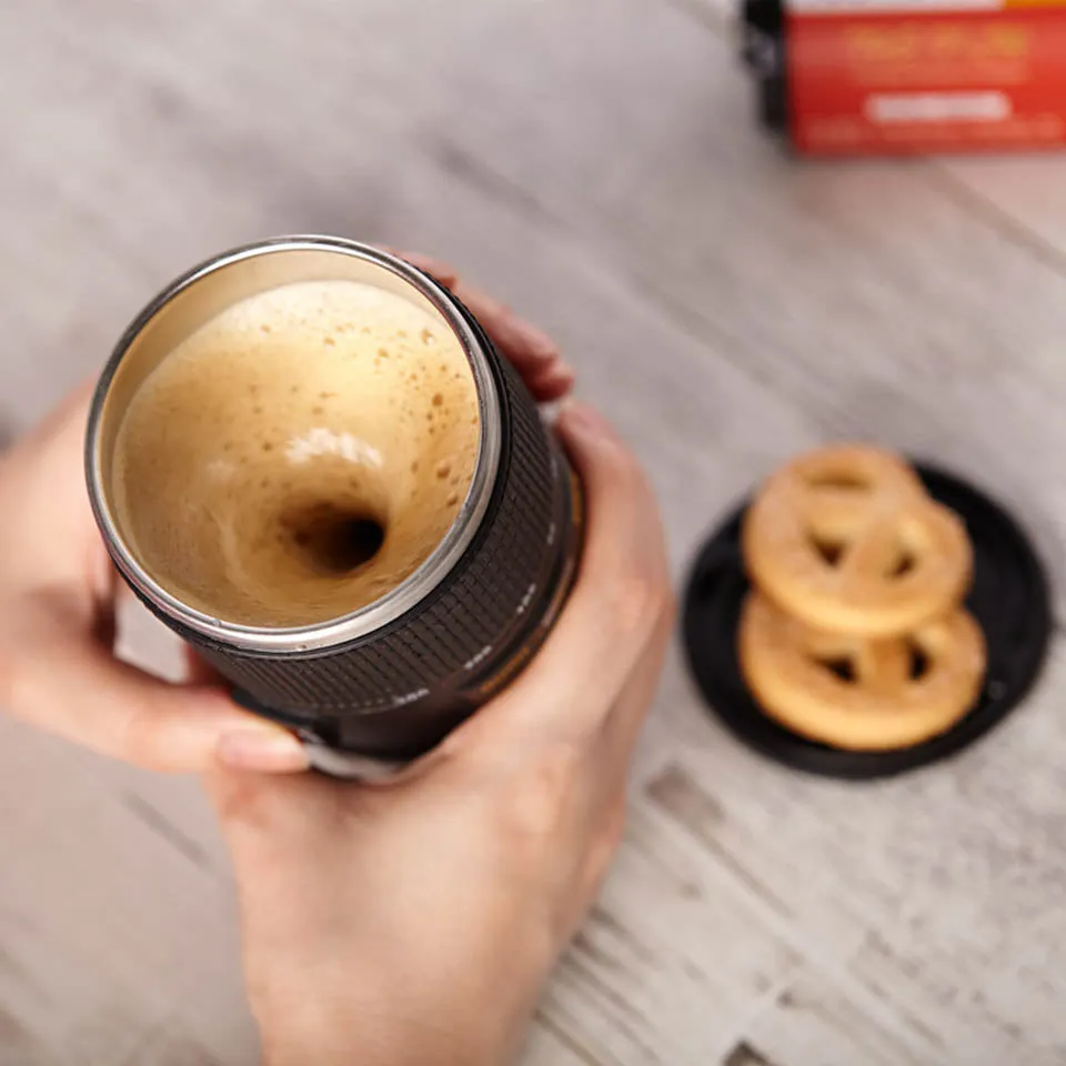 Self Stirring Camera Lens Mug