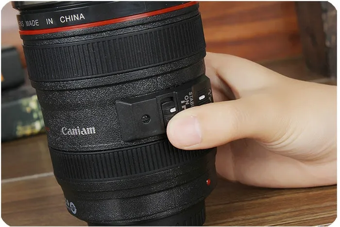 Self Stirring Camera Lens Mug