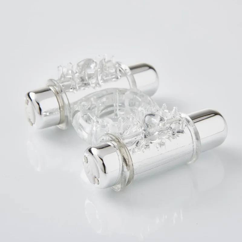 Sensuelle 7 Function Rechargeable Double Action Bullet Ring - Clear