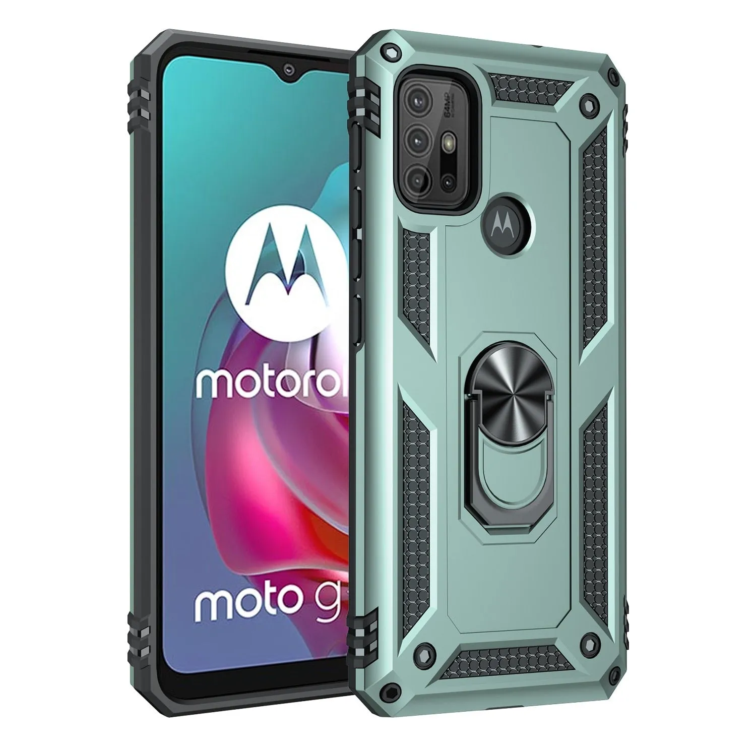 Shockproof Heavy-Duty Armor Case For Motorola With Magnetic Ring Kickstand