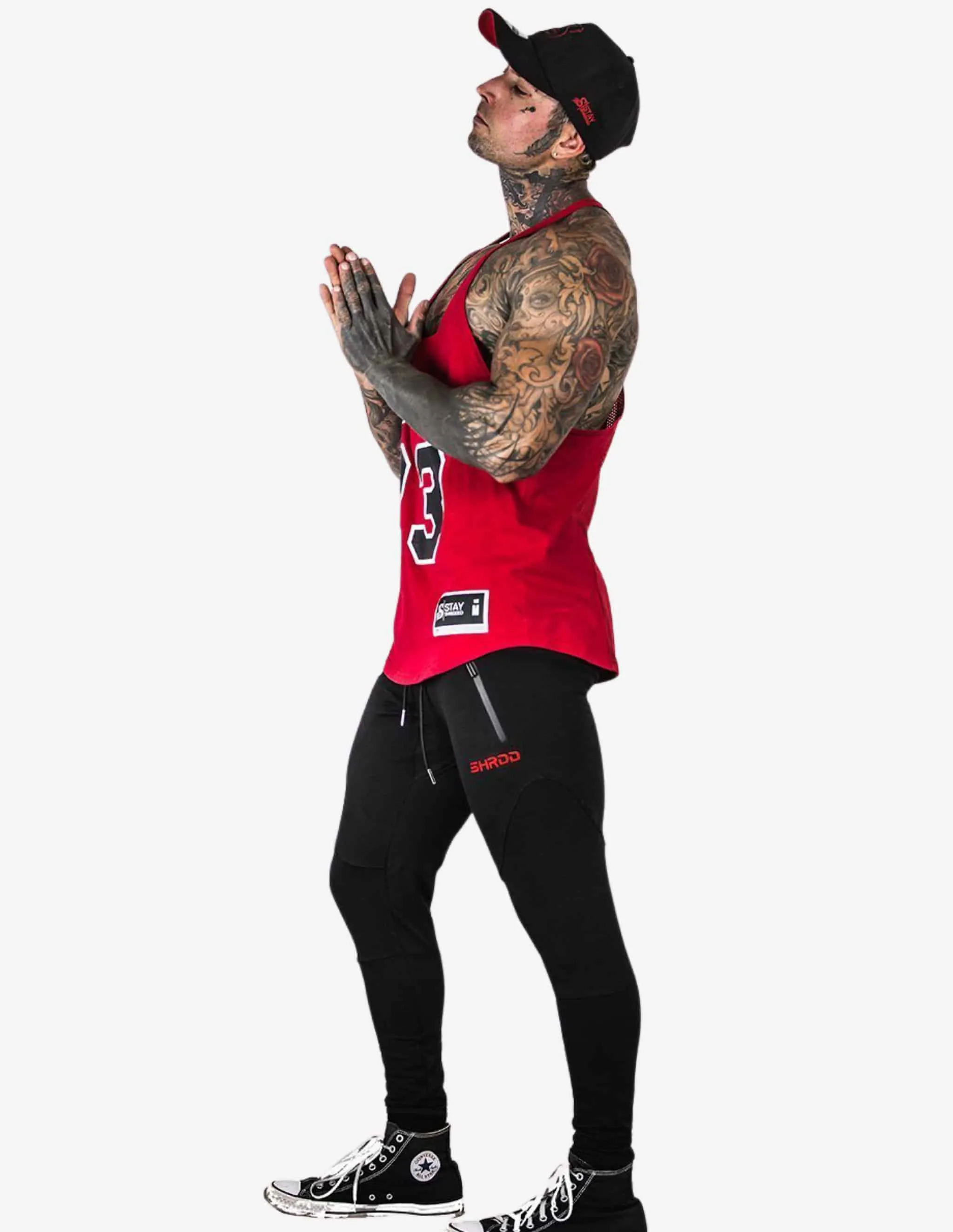 SHRDD Tapered joggers -Black/Red
