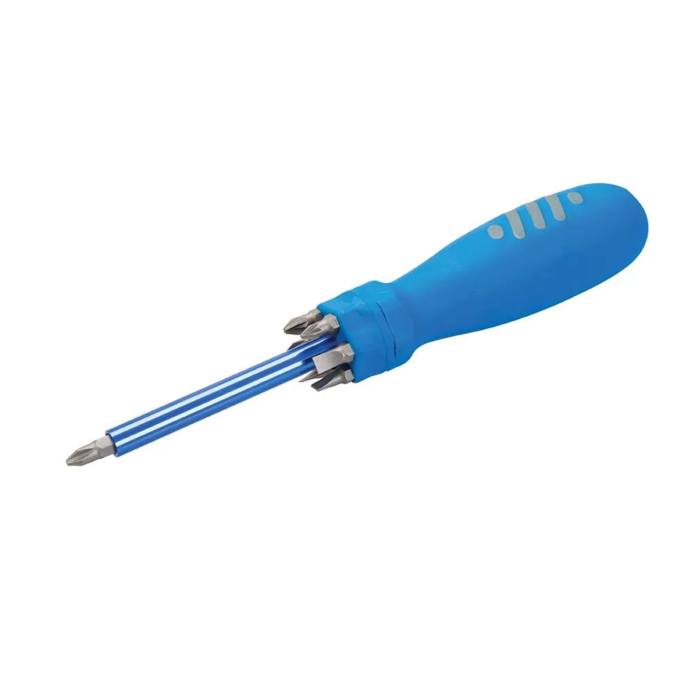 Silverline Multi-Bit Screwdriver with Telescopic Pick-Up Magnet 7 Driver Bits 250547