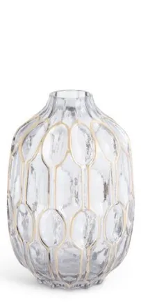 Smoked Glass Gold Oval Embossed Vases