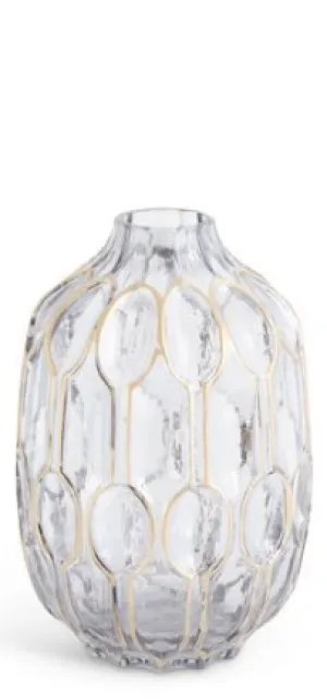 Smoked Glass Gold Oval Embossed Vases