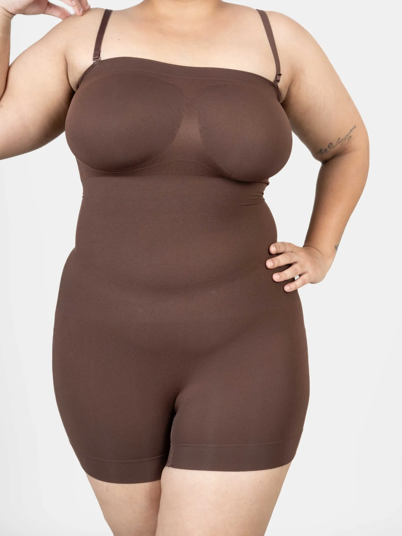 Strapless Mid Thigh Bodysuit  - Body Shaper