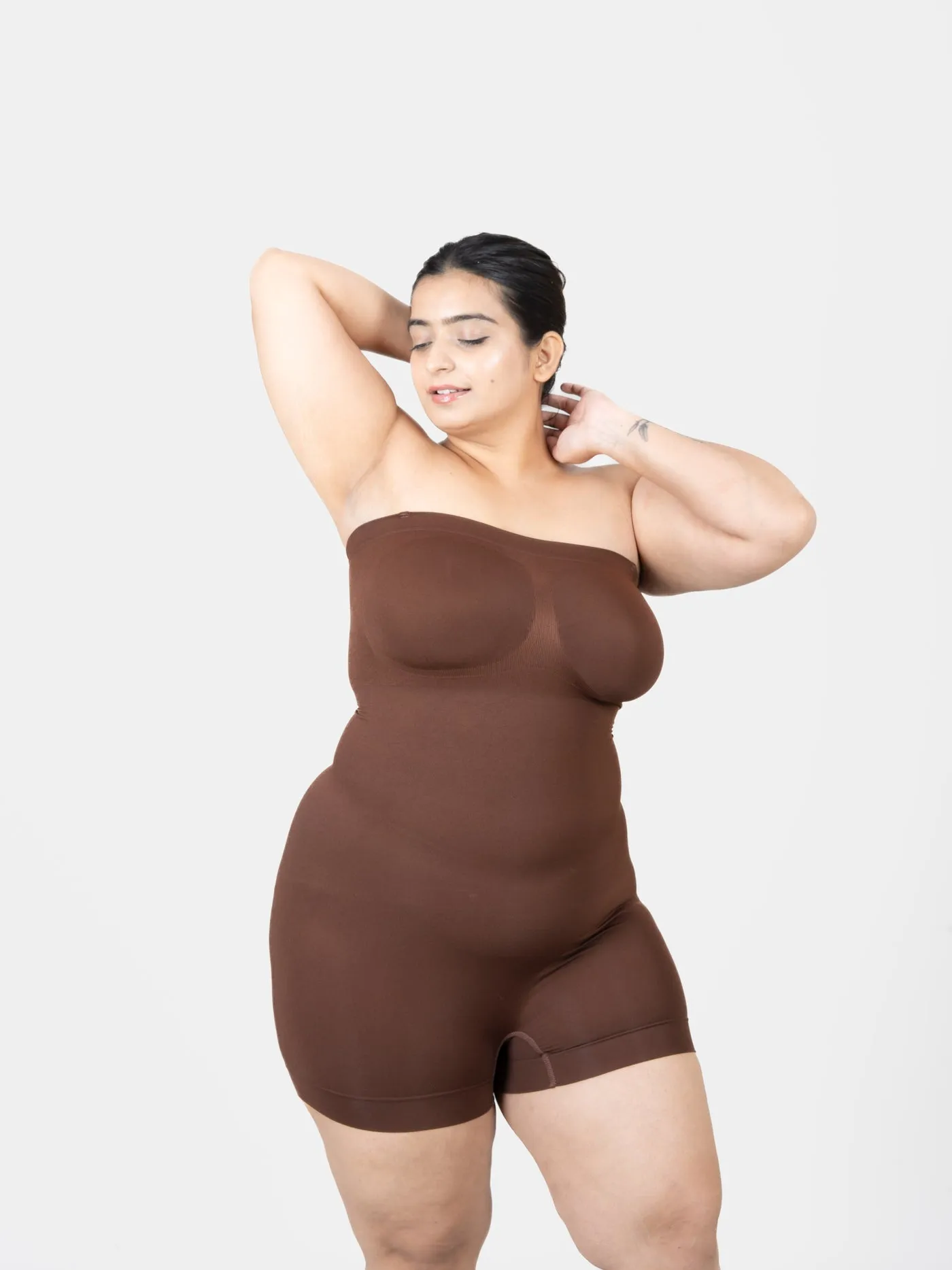 Strapless Mid Thigh Bodysuit  - Body Shaper