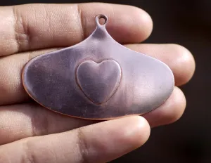 Teardrop with Heart Embossed on Arabic Hoops with Hole Cutout Blank for Enameling Stamping Texturing Jewelry Making Blanks