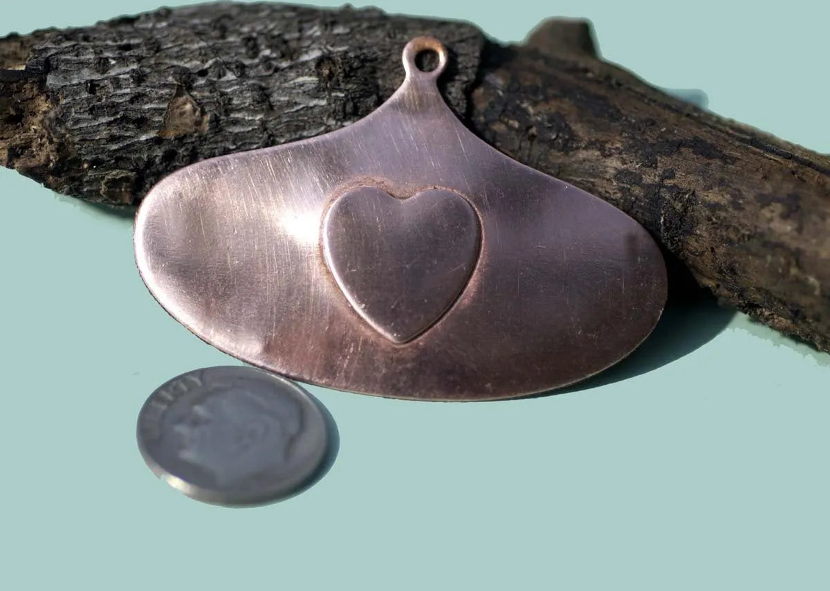 Teardrop with Heart Embossed on Arabic Hoops with Hole Cutout Blank for Enameling Stamping Texturing Jewelry Making Blanks