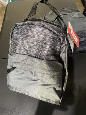 THERMOS BRAND INSULATED LUNCH KIT Box Bag Gray Black Hot Cold Travel