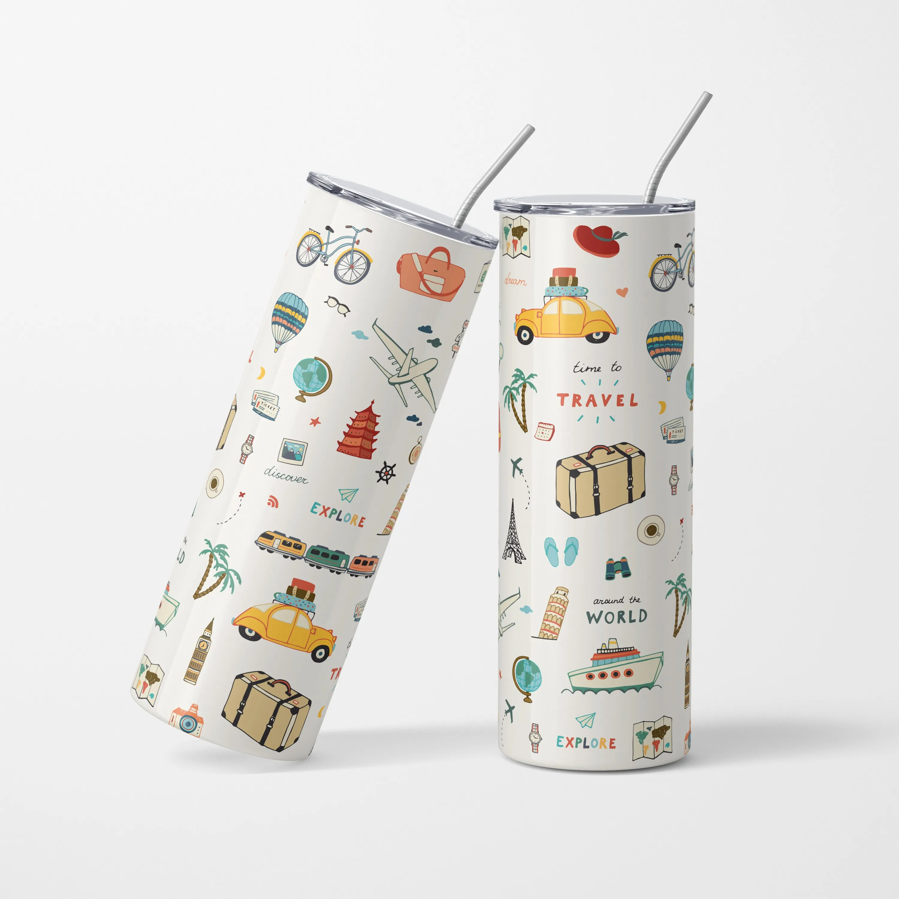 Time to Travel - 600 ml Stainless Steel Tumbler