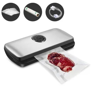 Vacuum Sealer Machine, AQV Automatic Vacuum Sealing System, Dry & Moist Mode for Food Preservation & Sous Vide Cooking, 110W Commercial Food Saver & Storage with Starter Kit (1 Roll & 5 Bags)