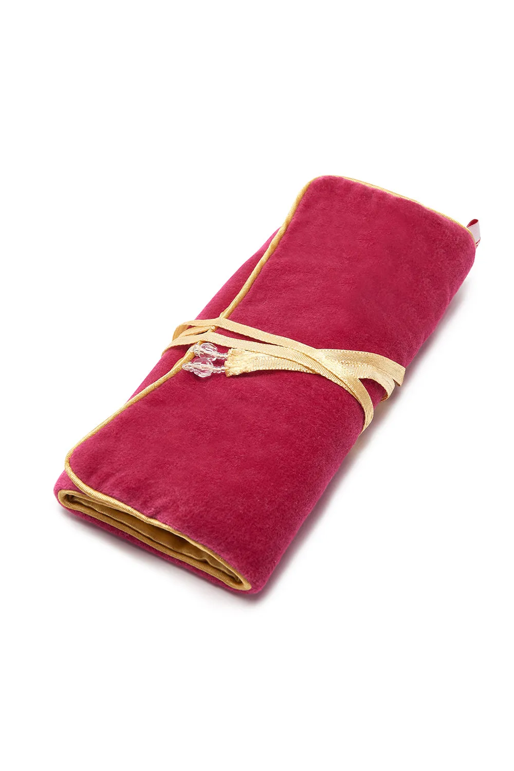 VELVET JEWELRY ROLL - ROSE