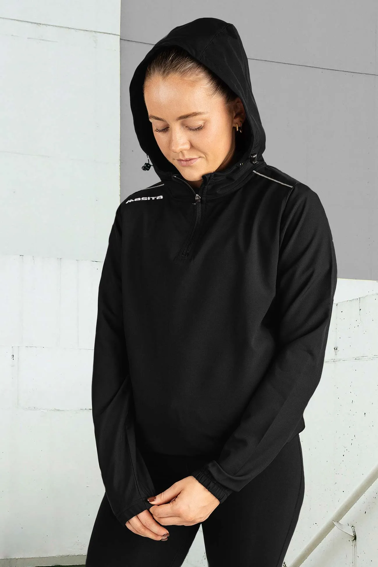 Vermont Hooded Pullover Half Zip Black/White