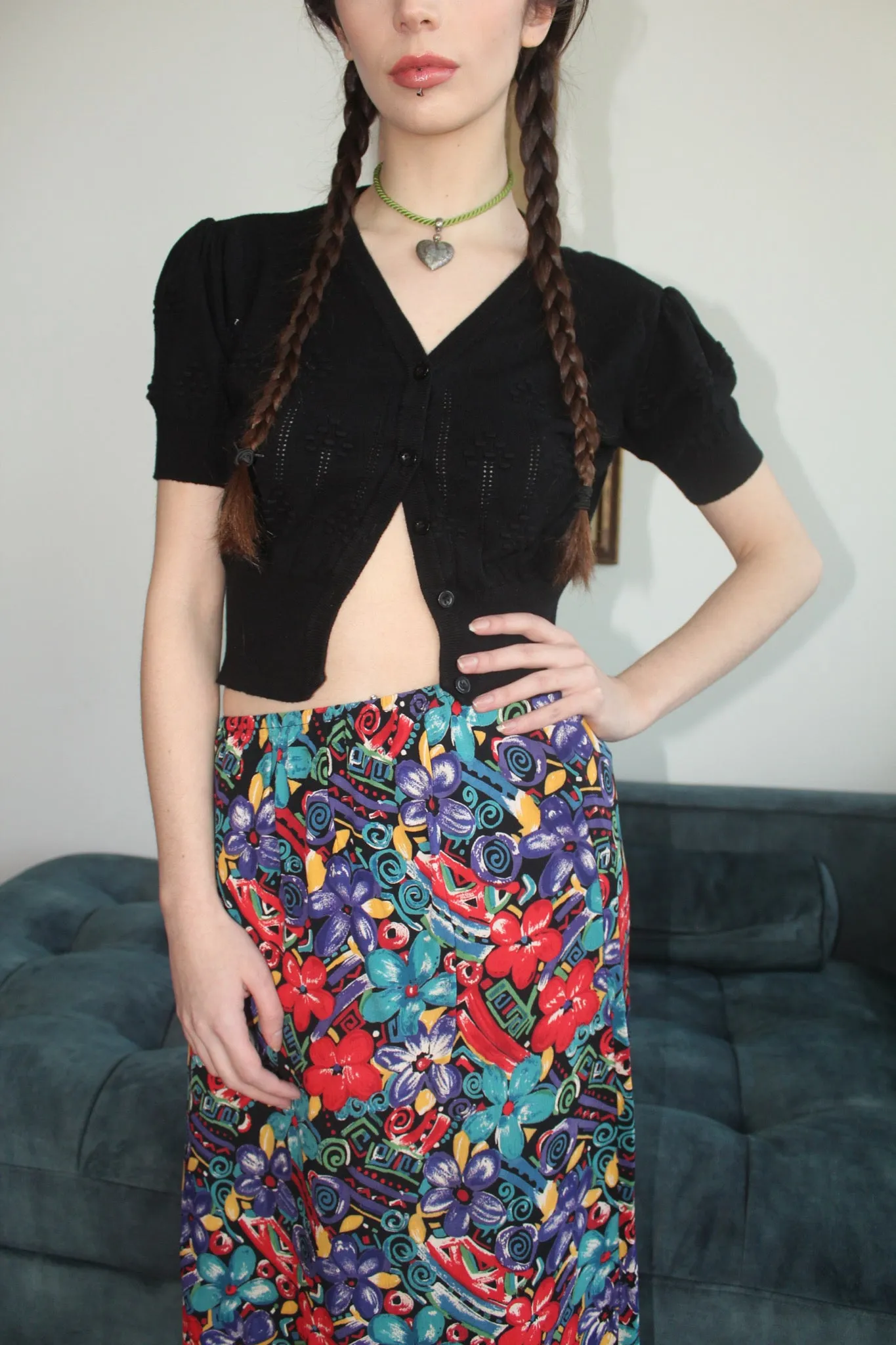 Vintage Embossed Short Sleeve Knit (S)