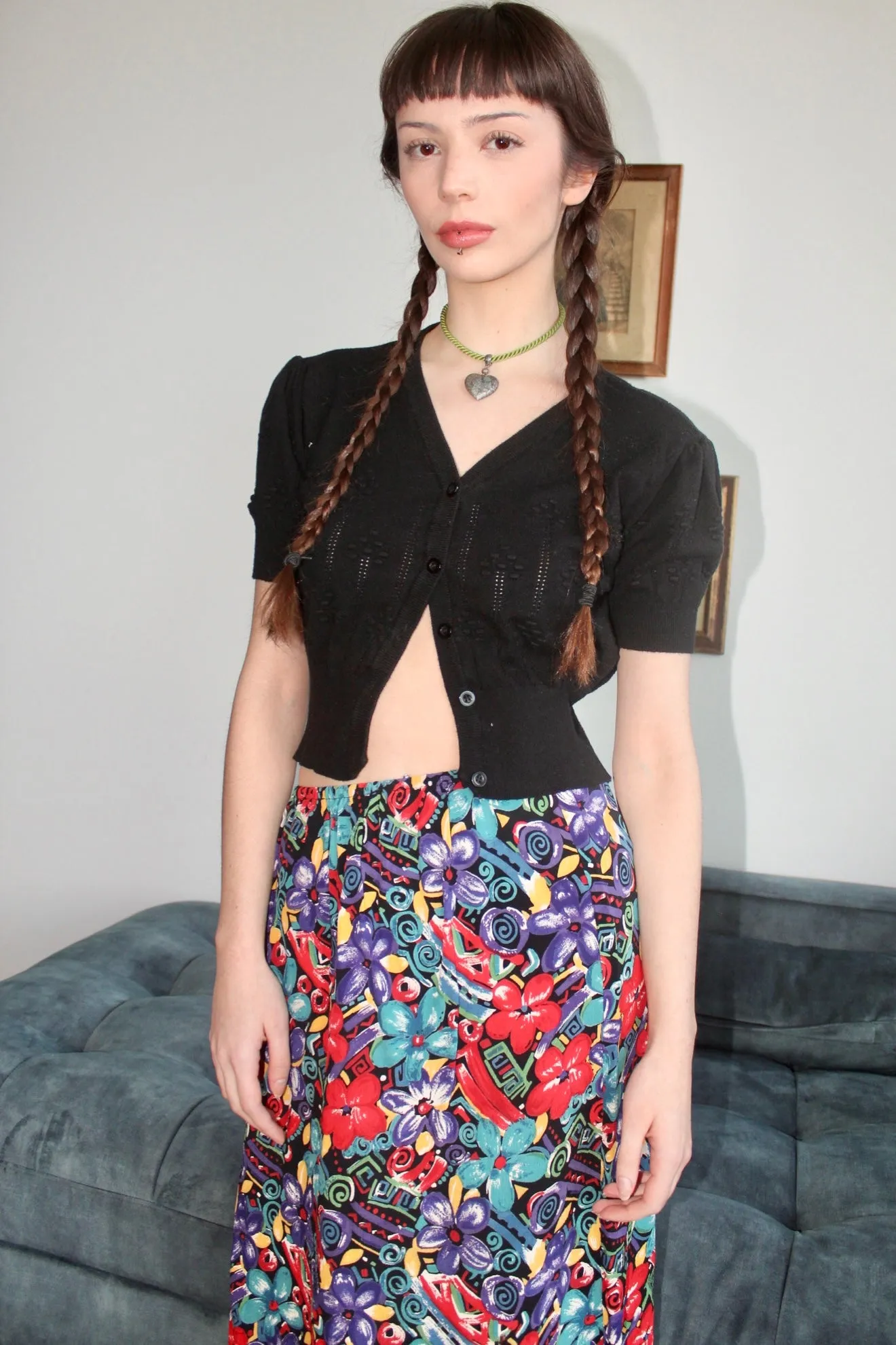 Vintage Embossed Short Sleeve Knit (S)