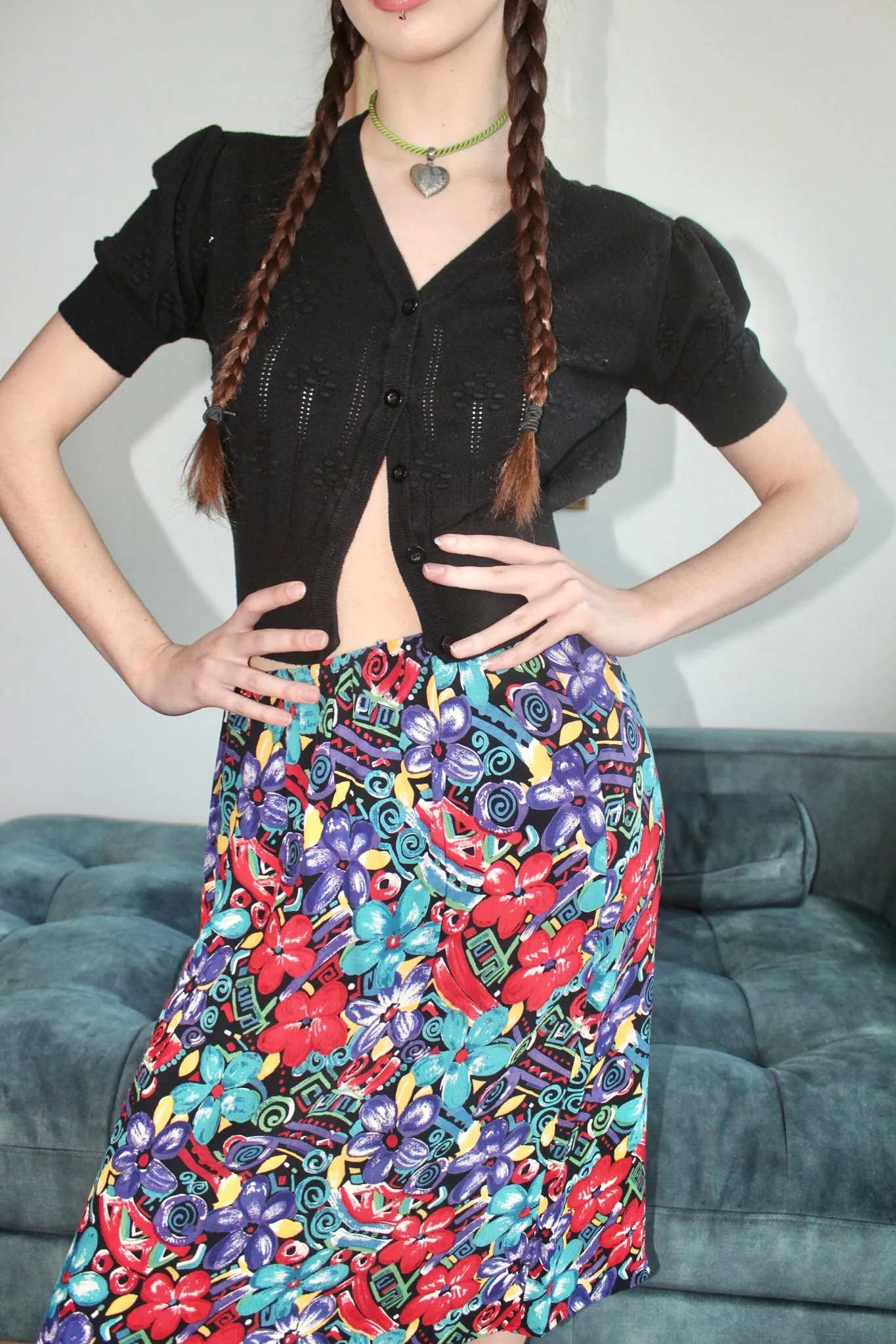 Vintage Embossed Short Sleeve Knit (S)
