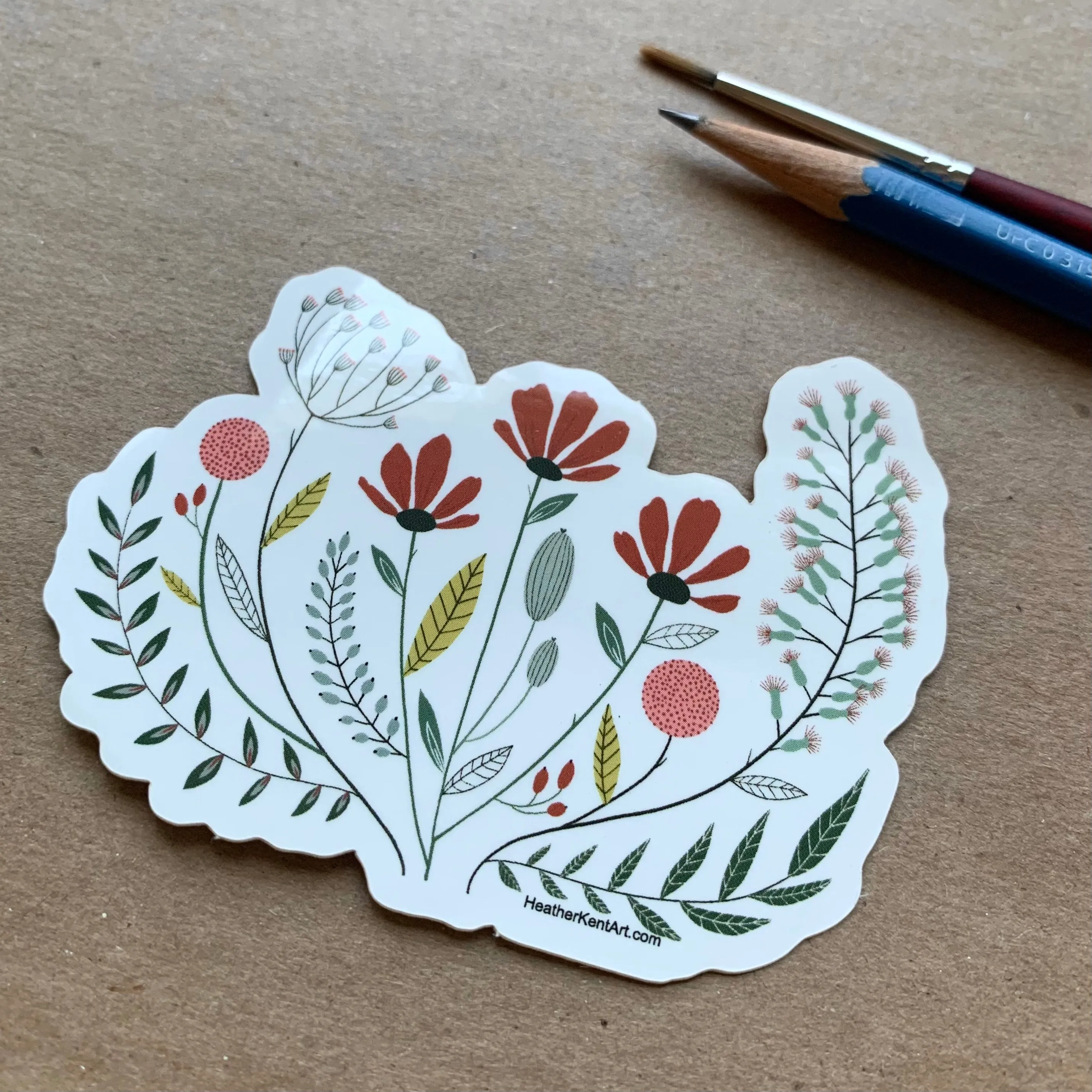 Vintage Florals, Wildflower Garden, Vinyl Sticker, 3 inch, FREE SHIPPING