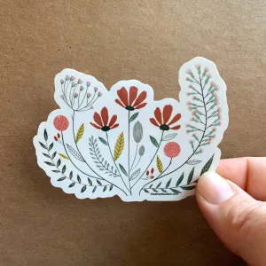 Vintage Florals, Wildflower Garden, Vinyl Sticker, 3 inch, FREE SHIPPING