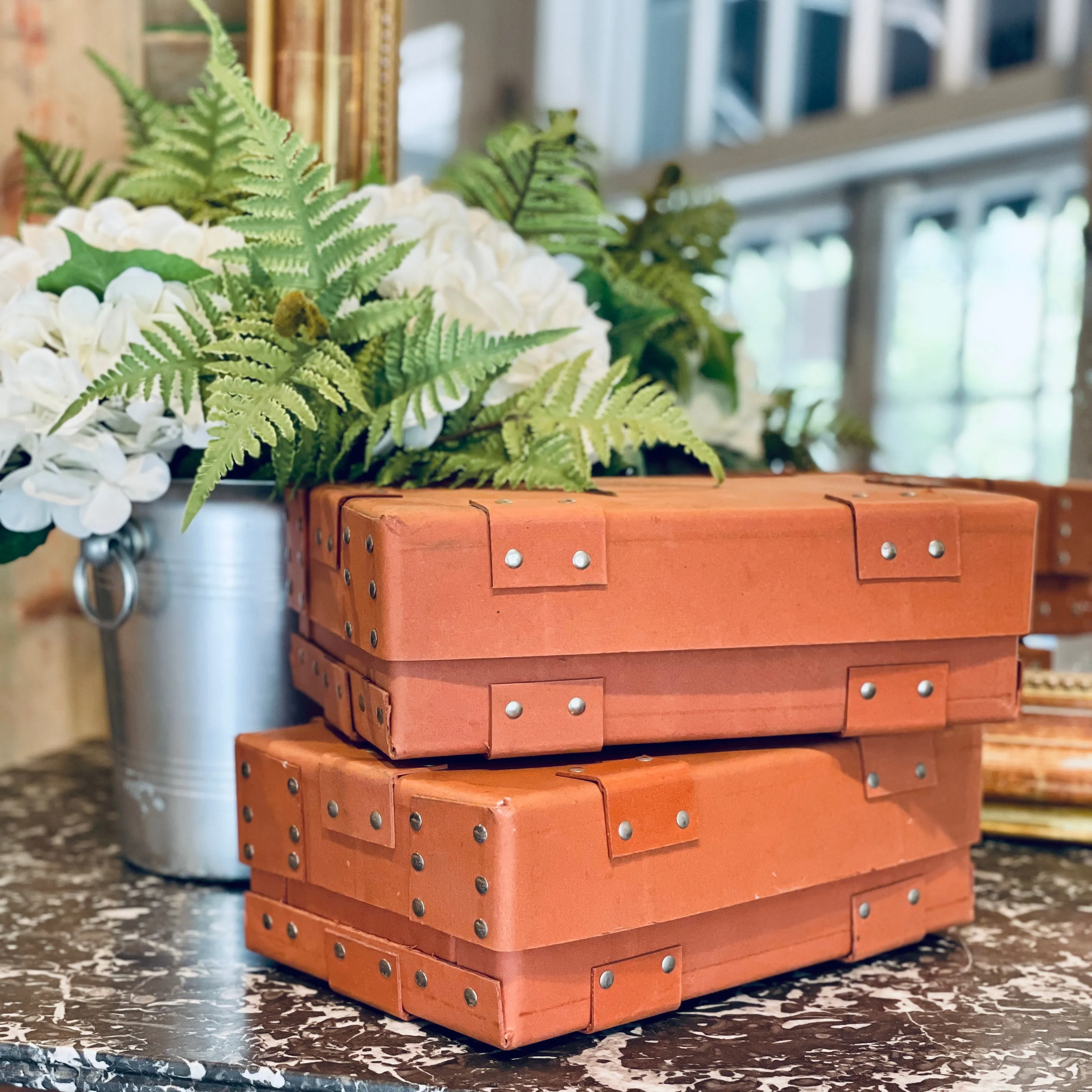 Vintage Studded Paper Boxes from a Belgian Atelier