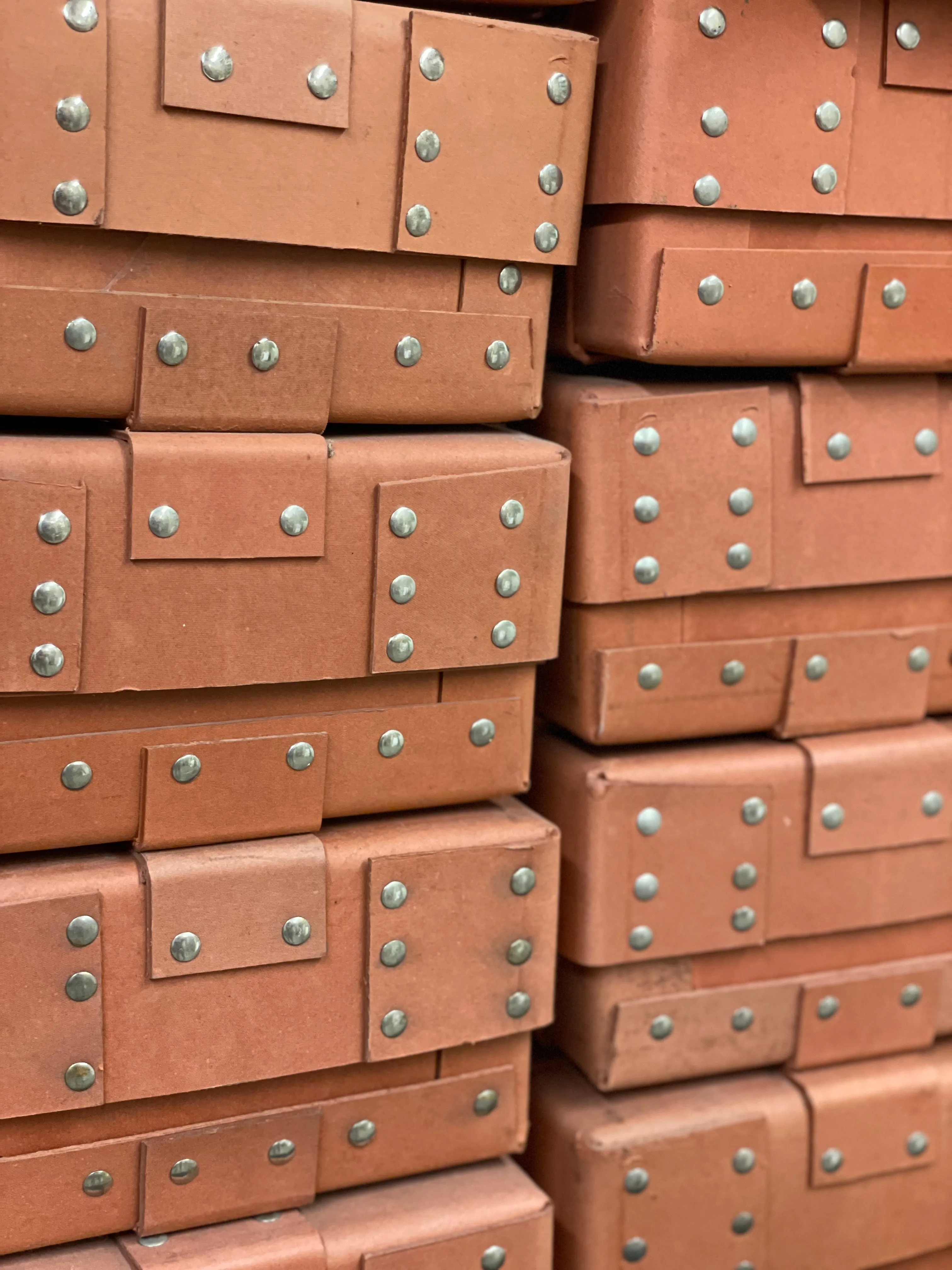 Vintage Studded Paper Boxes from a Belgian Atelier
