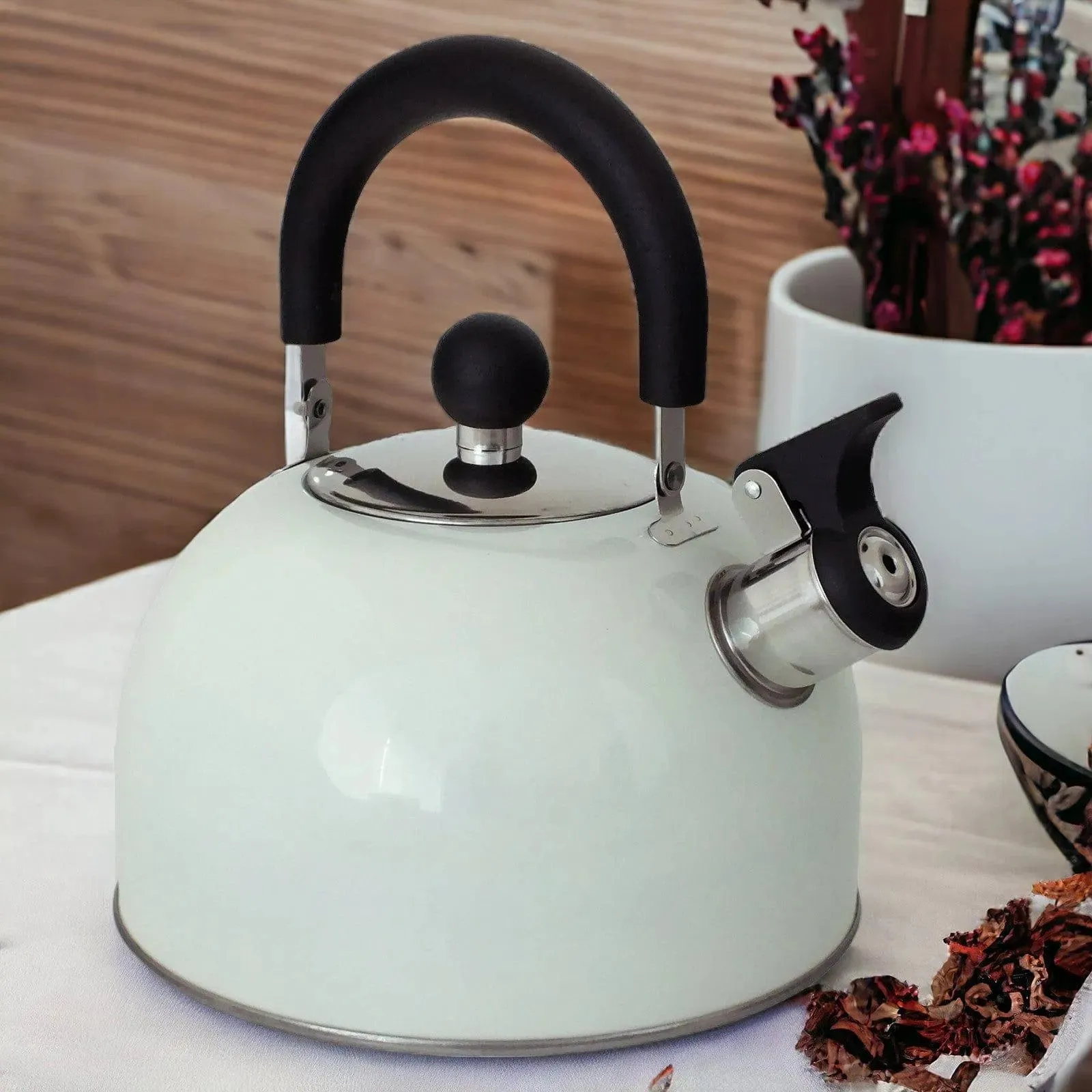 Voche 2.5L Cream Stainless Steel Stovetop Whistling Kettle