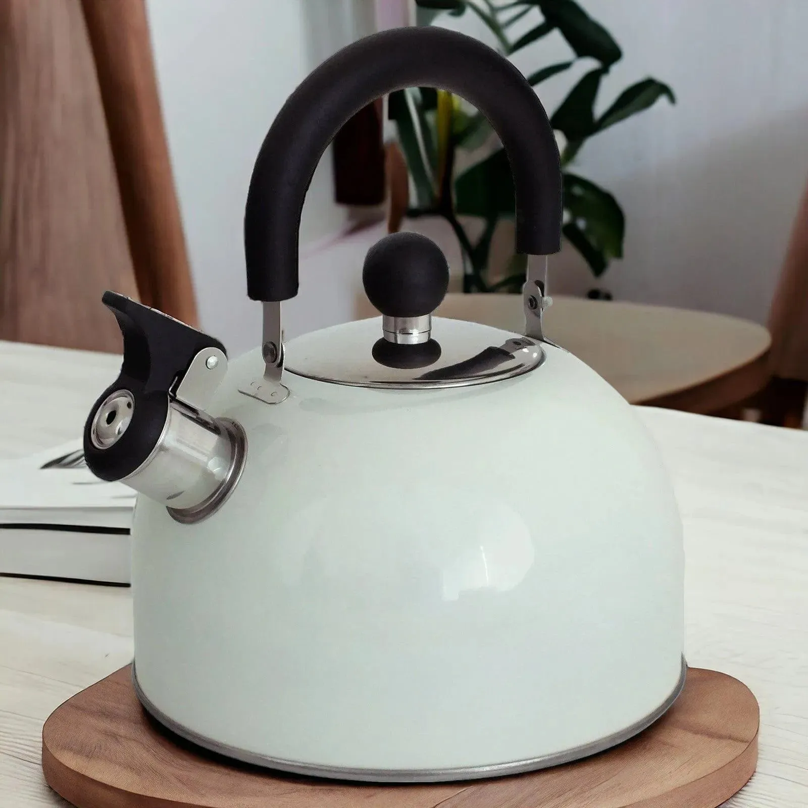 Voche 2.5L Cream Stainless Steel Stovetop Whistling Kettle
