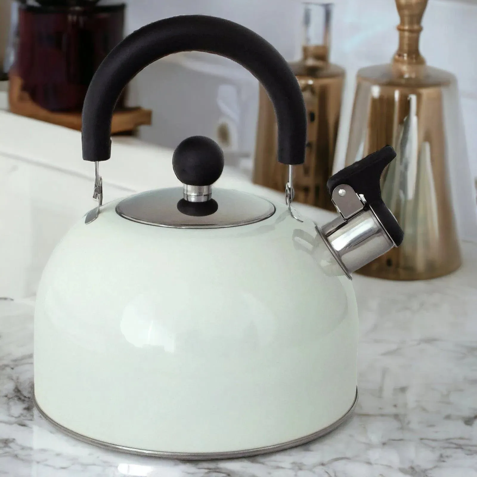 Voche 2.5L Cream Stainless Steel Stovetop Whistling Kettle