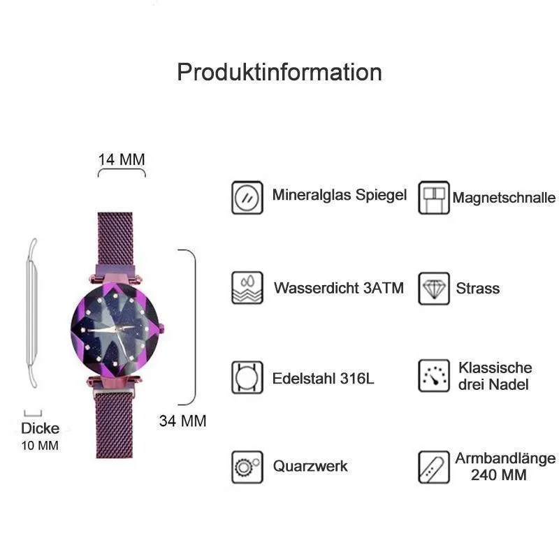 Wasserdichte Sternenhimmel Mädchen Armbanduhr