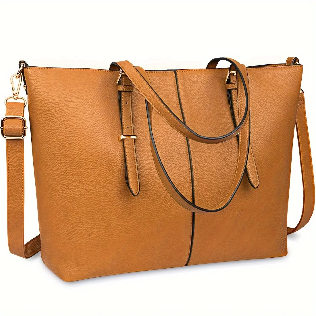 Waterproof Lightweight Laptop Tote Bag for Women - PU Leather Briefcase