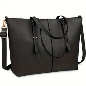 Waterproof Lightweight Laptop Tote Bag for Women - PU Leather Briefcase