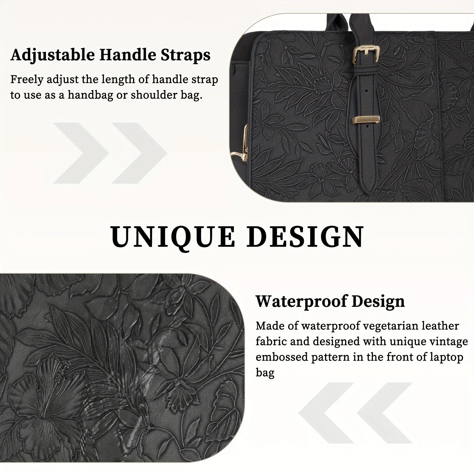 Waterproof PU Leather Laptop Work Bag for Women