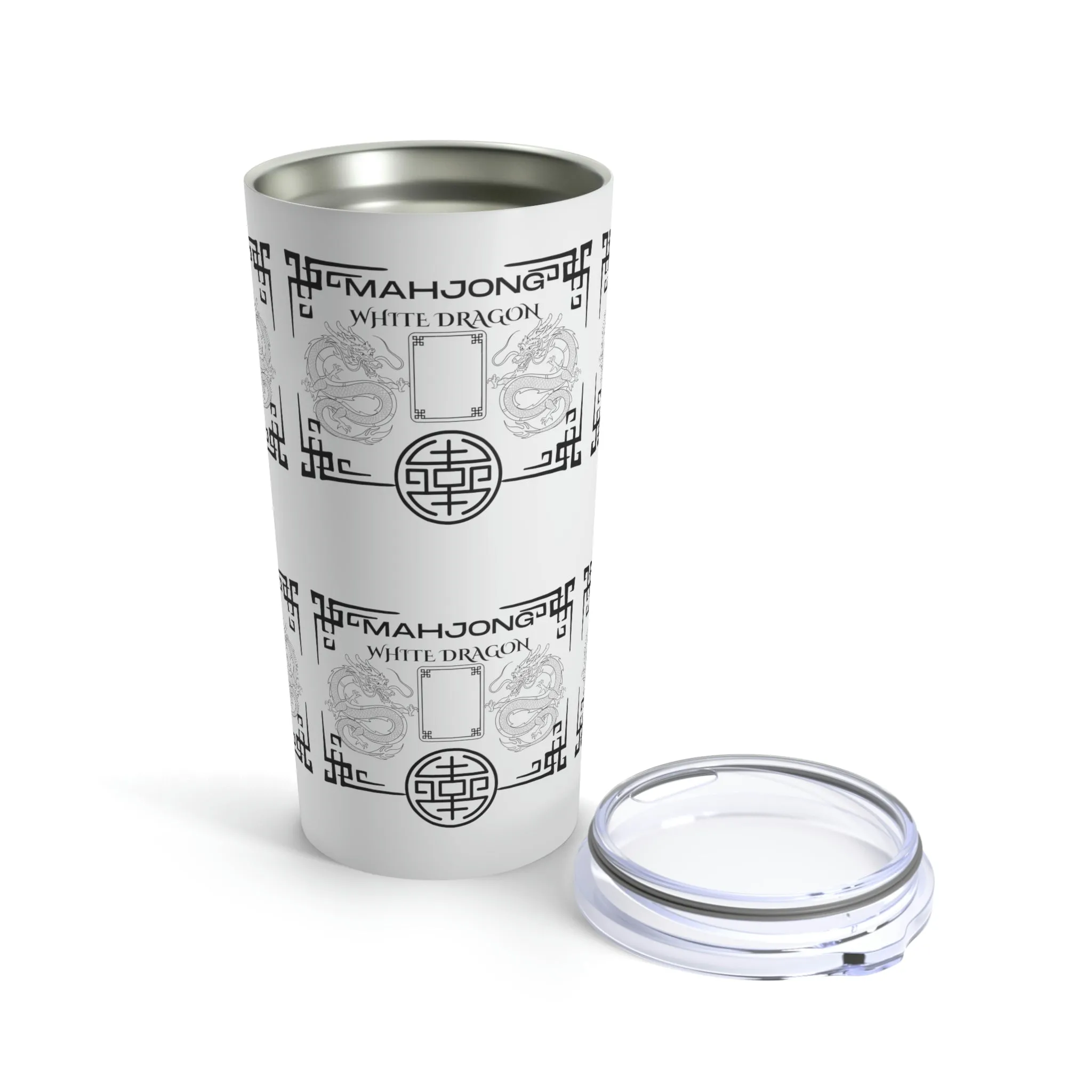 White Dragon Mahjong Tumbler 20oz