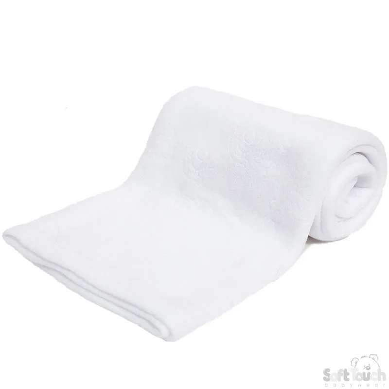 WHITE EMBOSSED FLEECE BABY WRAP (RP) (PK12) FBP05-W