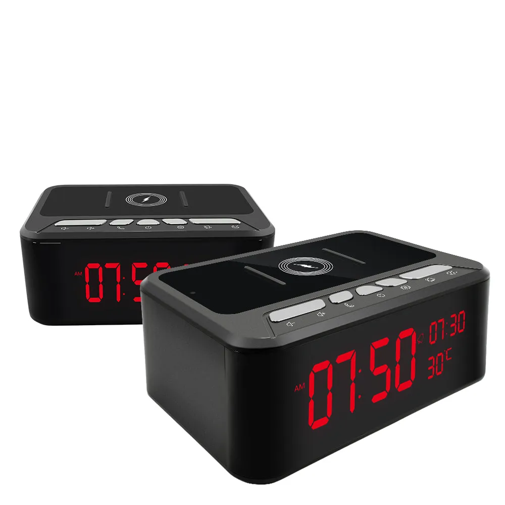Wireless Wi-FI Spy Camera 1080p Video Recorder Alarm Clock / Bluetooth Speaker / Wireless Phone Charger