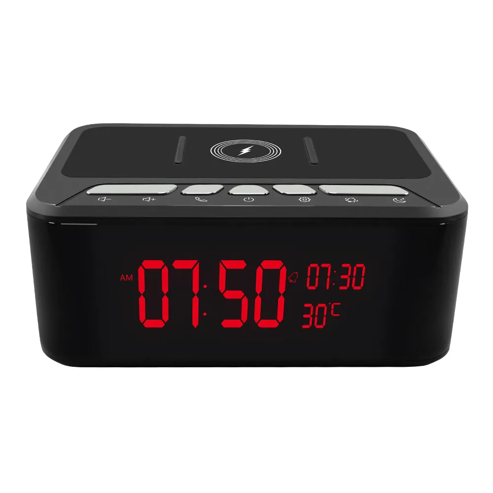 Wireless Wi-FI Spy Camera 1080p Video Recorder Alarm Clock / Bluetooth Speaker / Wireless Phone Charger