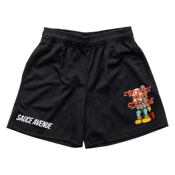 Women Are Drugs (Kaws) | Black Mesh Shorts