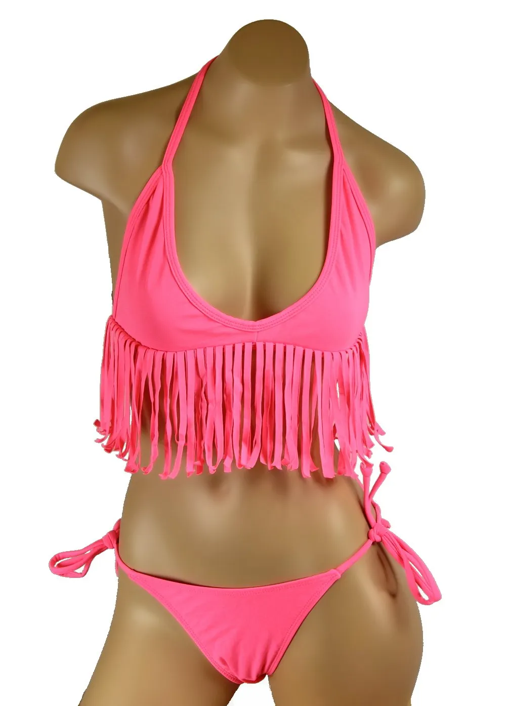 Women's Two Piece Fringe Triangle Top Swim Bikini Set