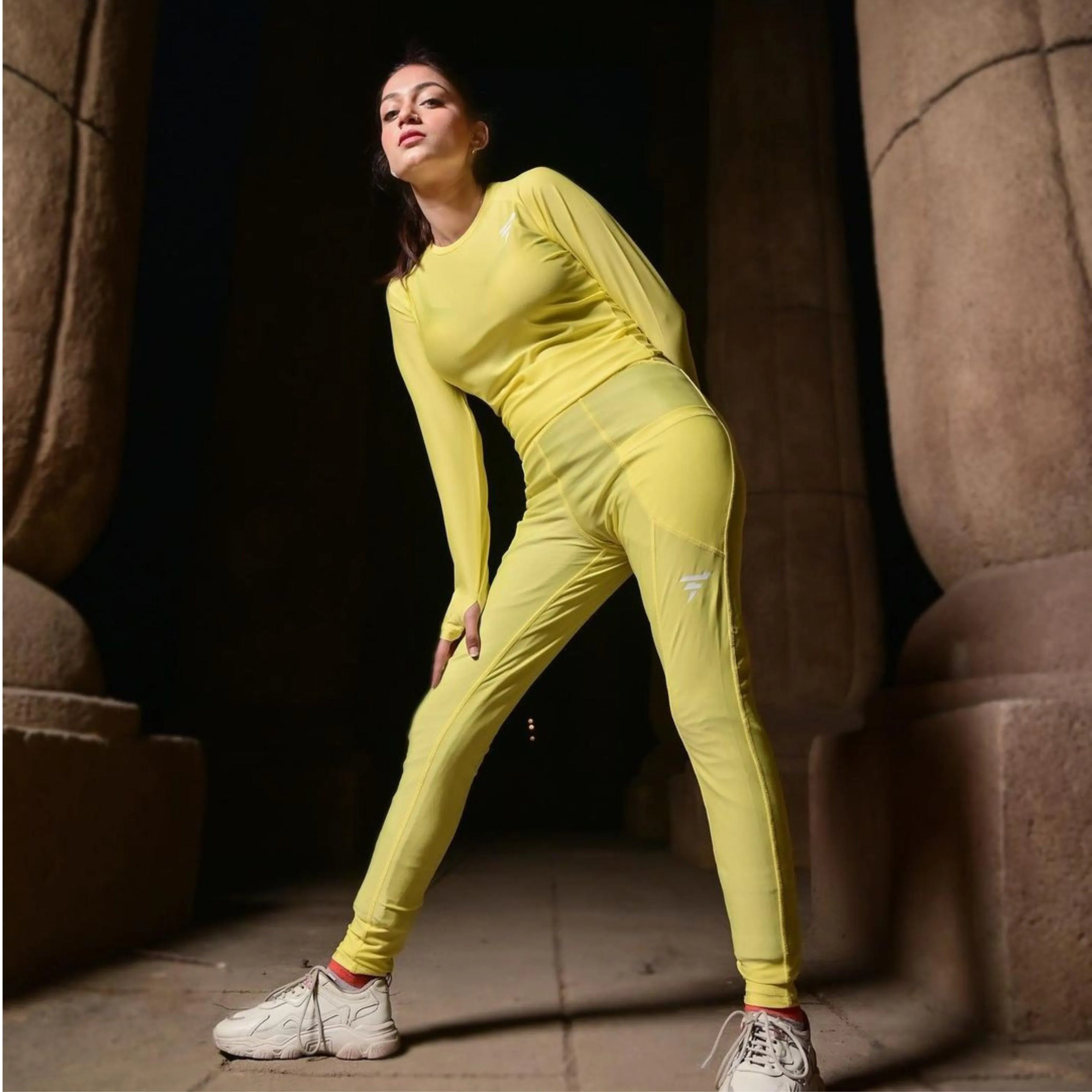 Women's Yellow Trendy Tracksuit